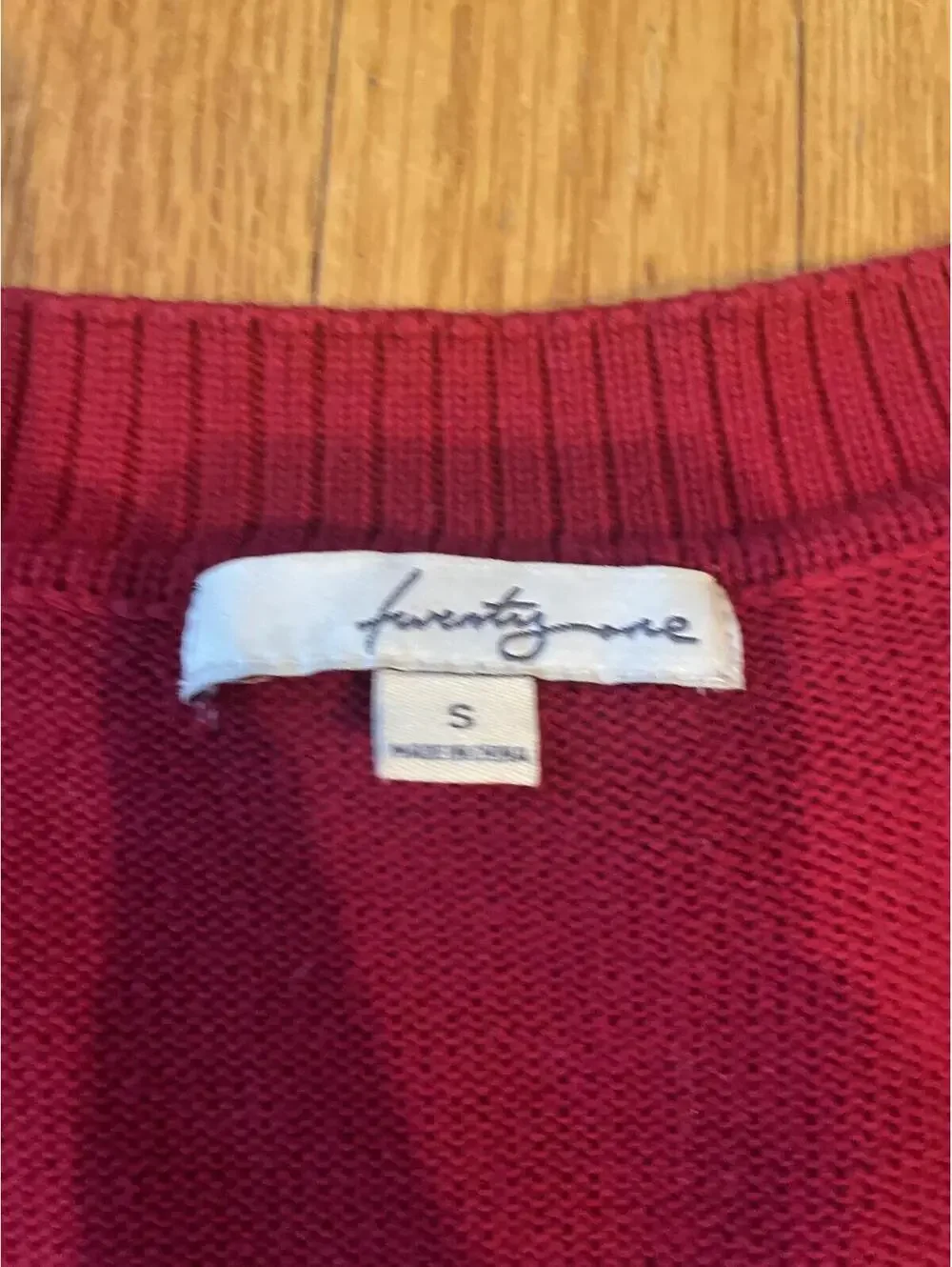 Red V-Neck Cardigan Sweater Size Small